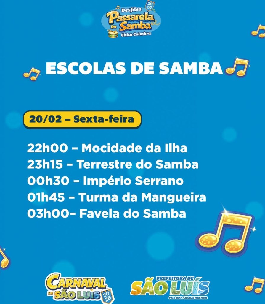 É nesta sexta! Escolas de Samba inauguram os desfiles do Carnaval 2026 na Chico Coimbra