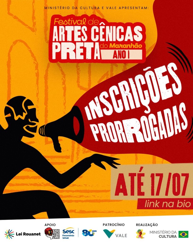 Prazo de inscrições para o Festival de Artes Cênicas Preta do Maranhão é estendido até sexta-feira