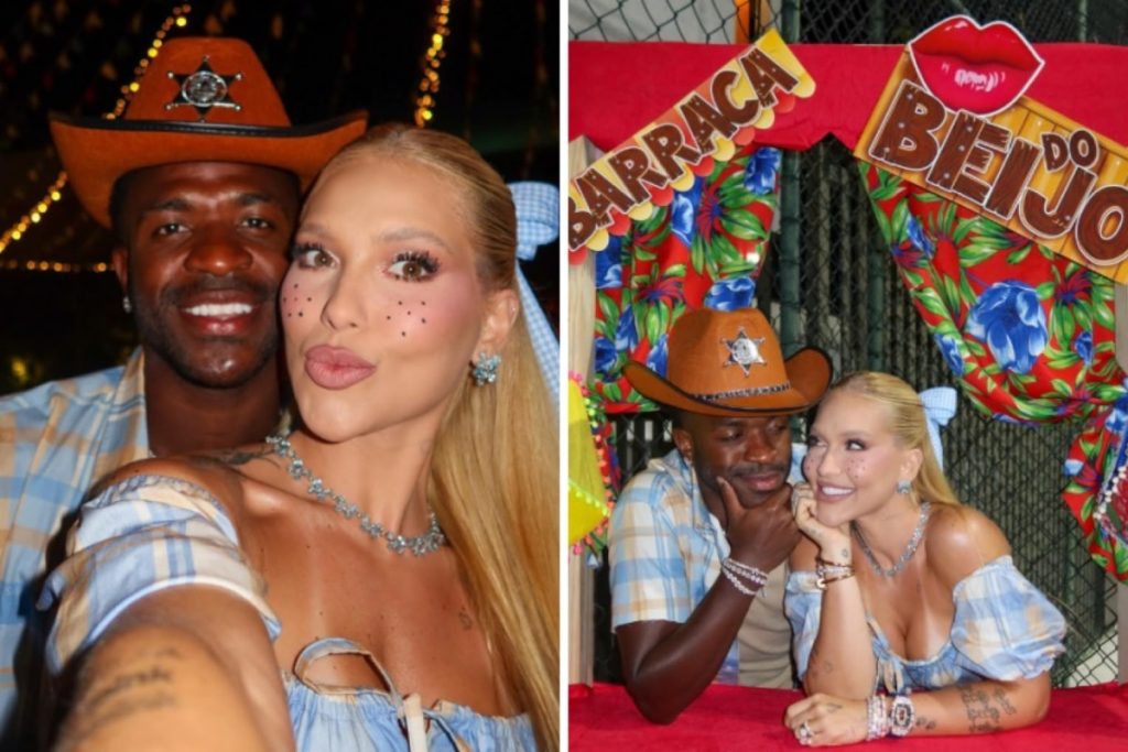 Virginia e Vini Jr. aproveitam festa julina em noite de romance