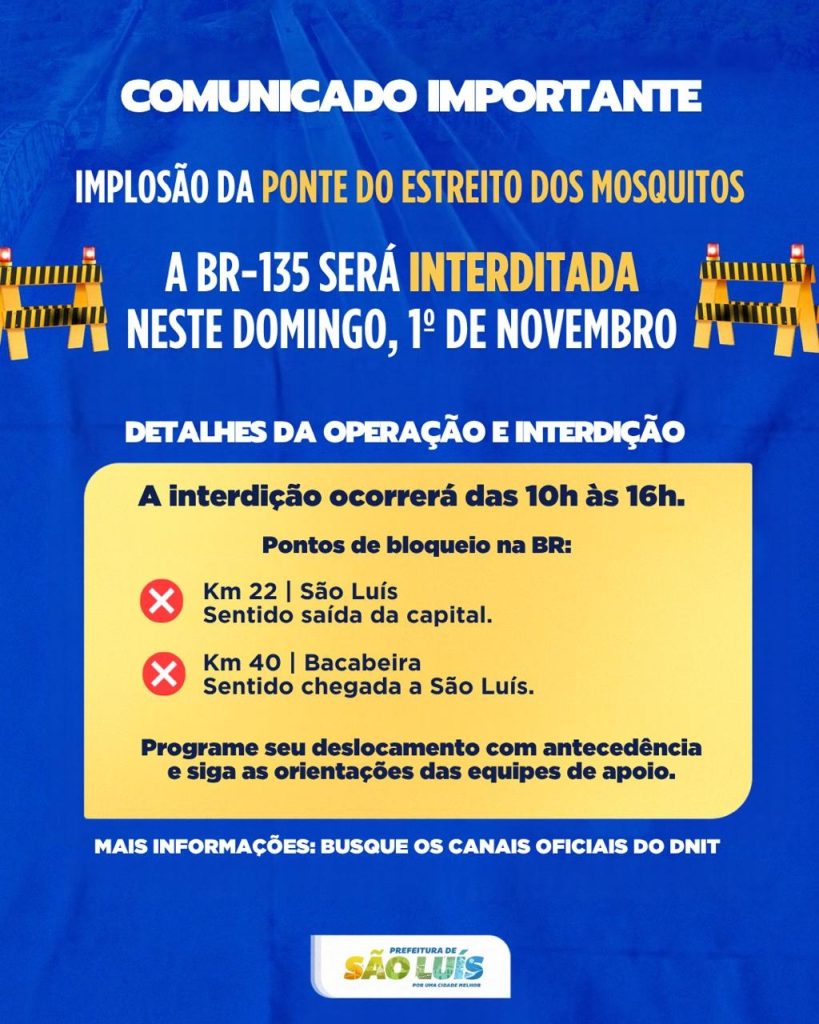 Prefeitura reforça apoio à operação de implosão da Ponte do Estreito dos Mosquitos